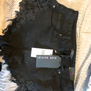Black lace fashion nova shorts